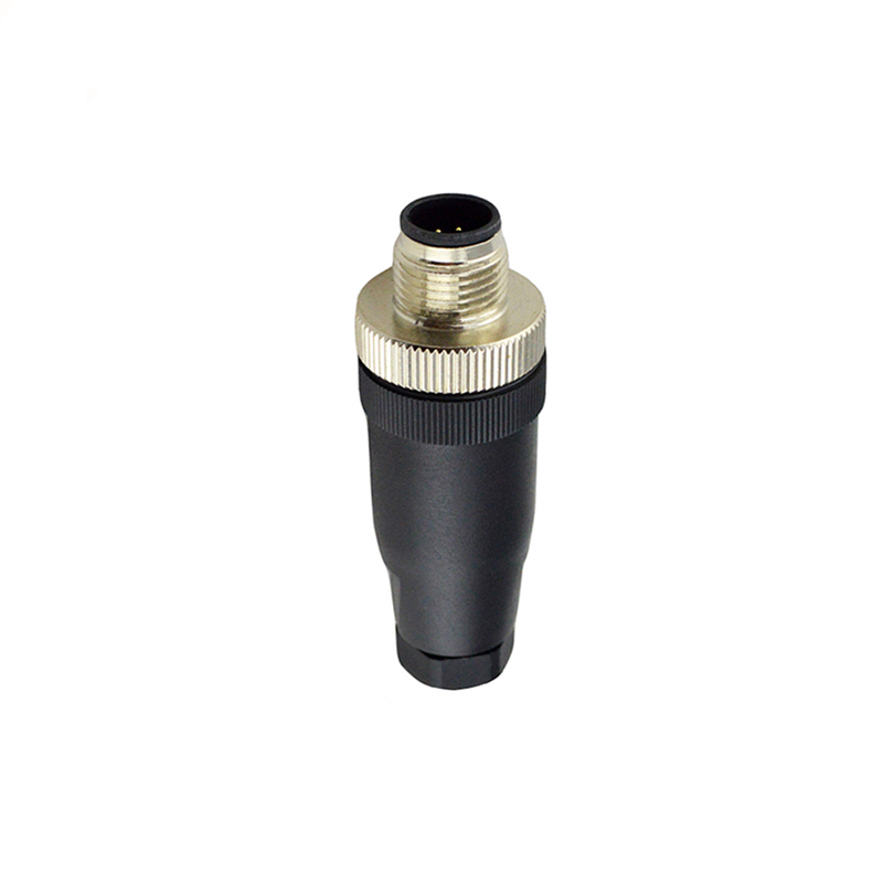 M12 3pins A code male straight plastic assembly connector PG9 thread, unshielded,suitable cable outer diameter 6.0mm-8.0mm